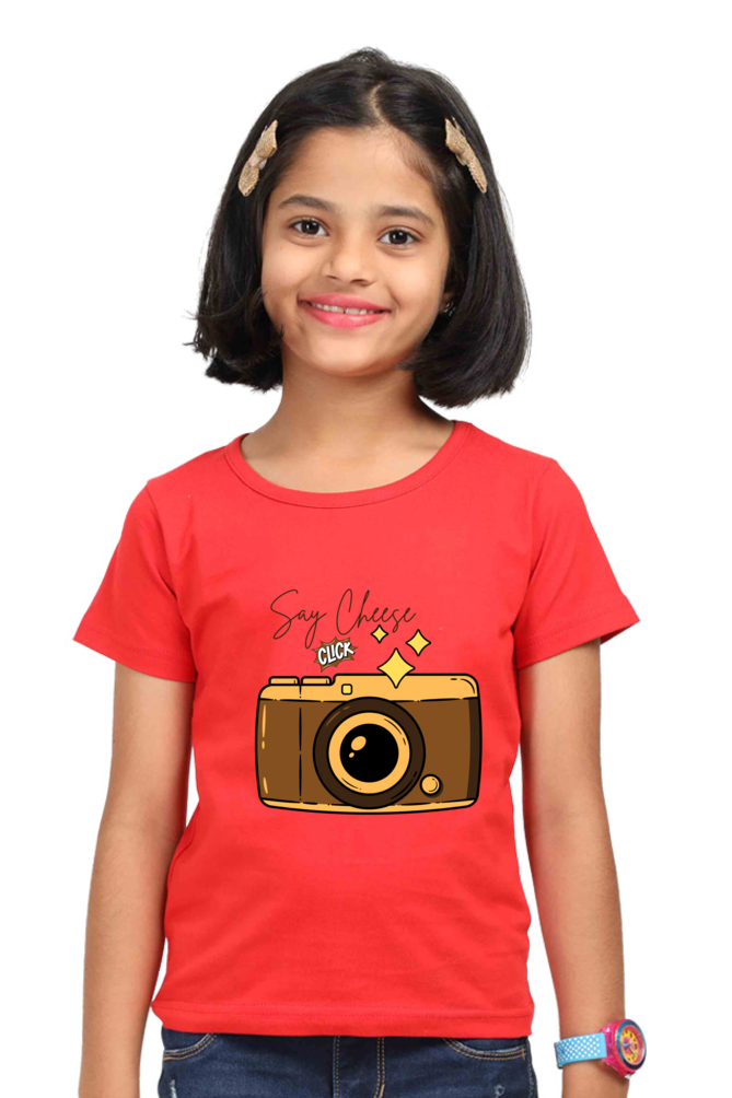 Say Cheese Girls Graphic Printed T-Shirt