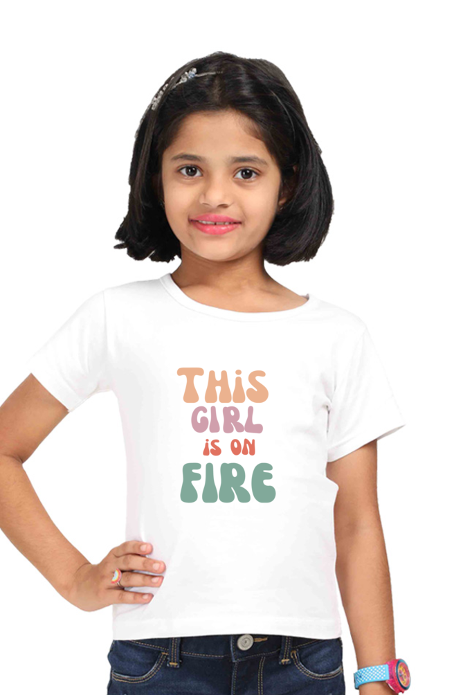 This girl is on fire Girls Graphic Printed T-shirt