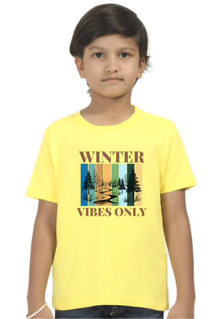 Winter Vibes Only Boys Graphic Printed T-shirt