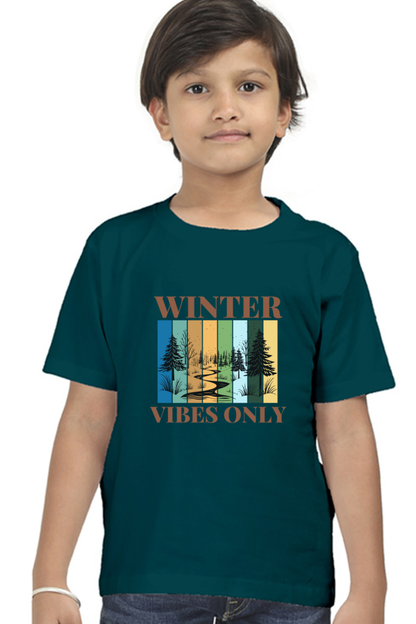 Winter Vibes Only Boys Graphic Printed T-shirt