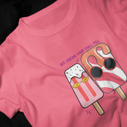 Ice Cream your Chill Pill Girls Graphic Printed T-shirt