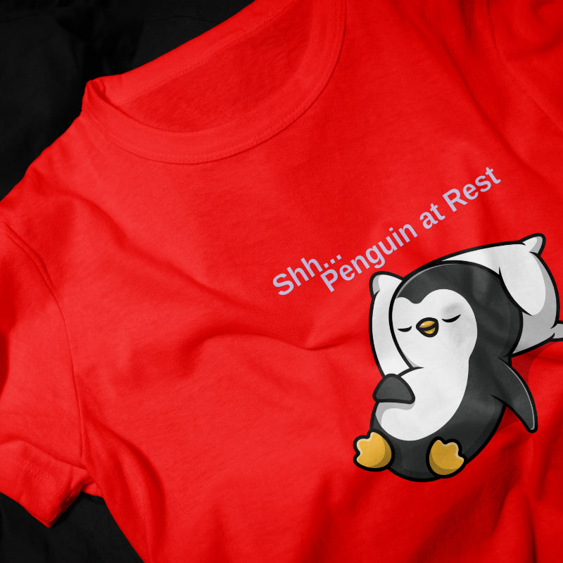 Shh... Penguin at Rest" Girls Graphic Printed T-shirt