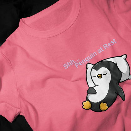 Shh... Penguin at Rest" Girls Graphic Printed T-shirt