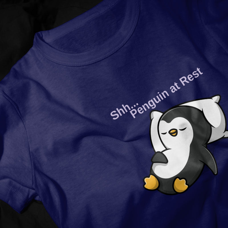 Shh... Penguin at Rest" Girls Graphic Printed T-shirt