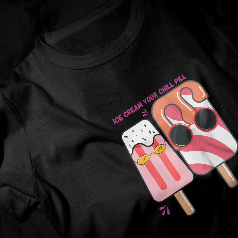 Ice Cream your Chill Pill Girls Graphic Printed T-shirt