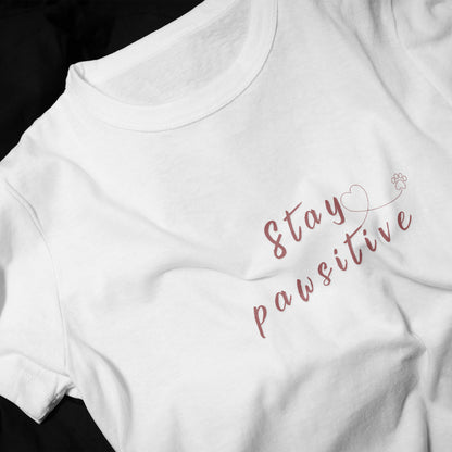 Stay Pawsitive Girls Graphic Printed T-Shirt